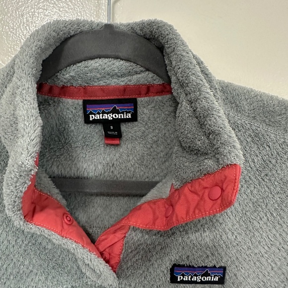 Patagonia Re-tool Snap T Fleece Pullover Fleece, Gray & Coral, Small, 25443 - Picture 3 of 10